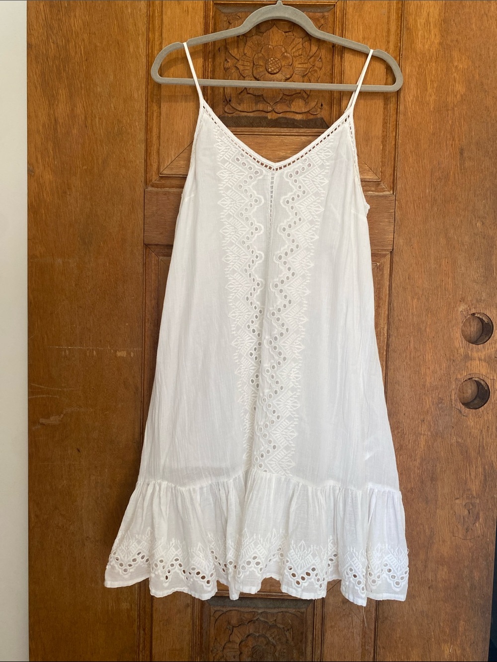 House of Harlow cotton eyelet tunic mini dress LARGE white